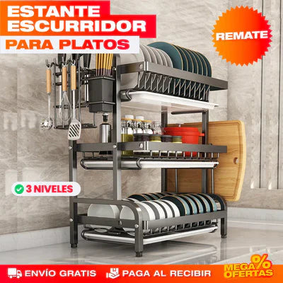 🔥Últimas Unidades🔥 | ESTANTE ESCURRIDOR PARA PLATOS DE 3 NIVELES + ENVÍO GRATIS